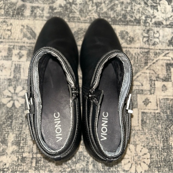 Vionic Black Leather Ankle Boots with Buckle Detail 2.25 inch heel - Picture 5 of 8